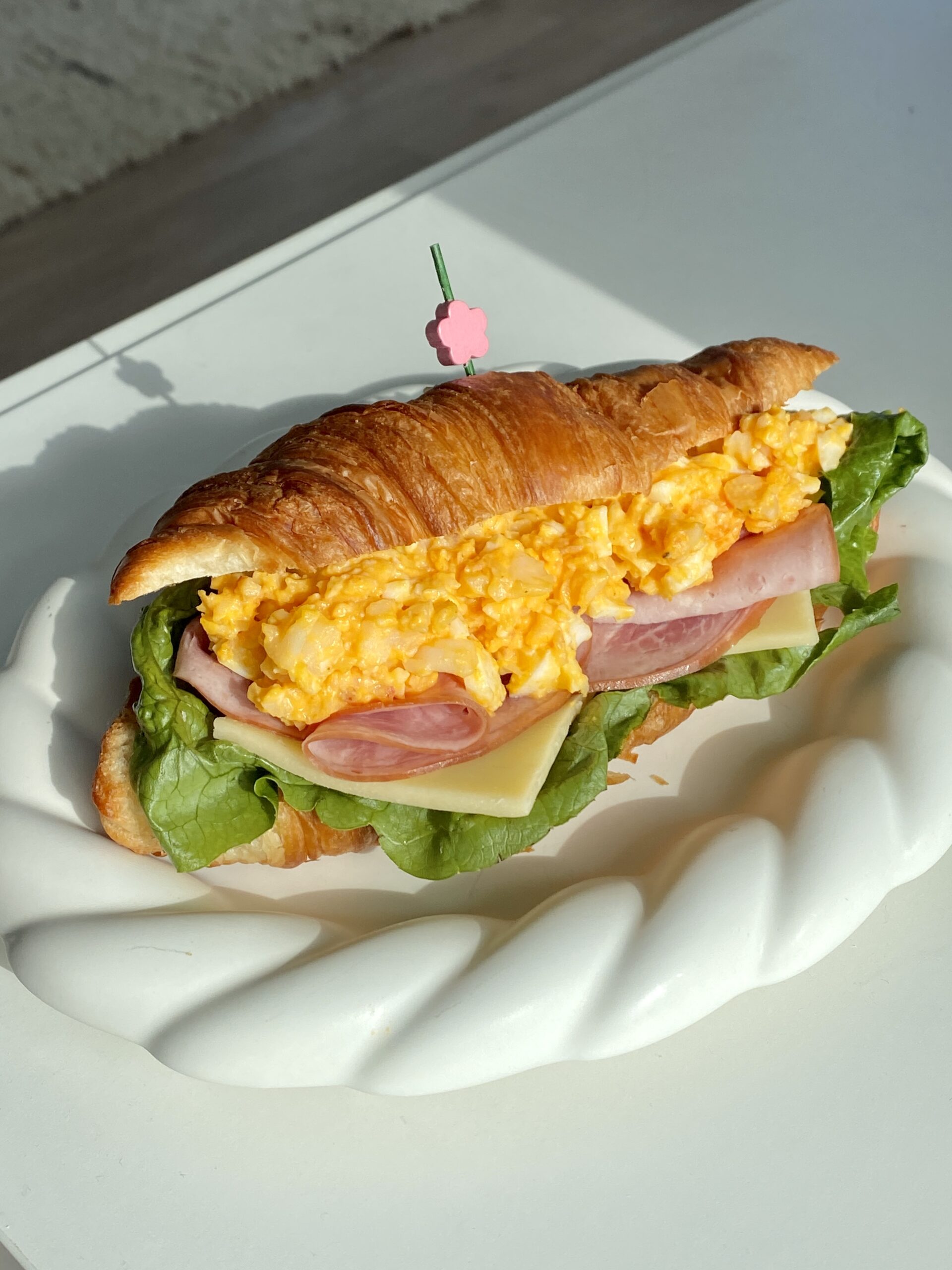 egg salad croissant sandwich
